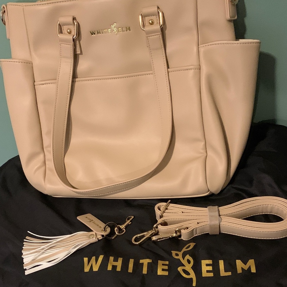 Sand Carina White Elm Tote Bag- NWT with long strap, dust bag!